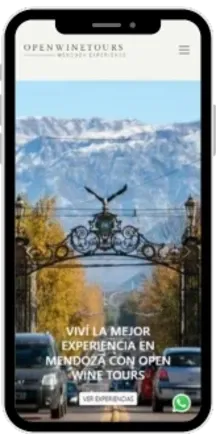 Sitio web de Open Wine Tours en celular