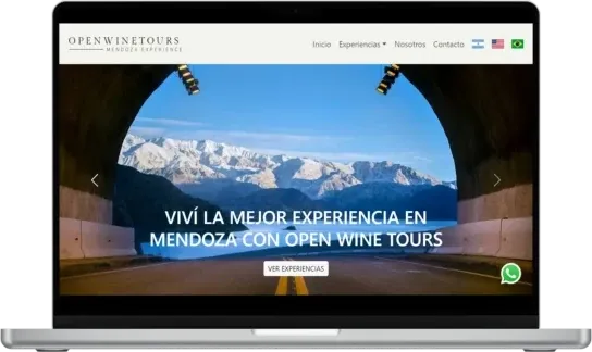 Sitio web de Open Wine Tours en computadora