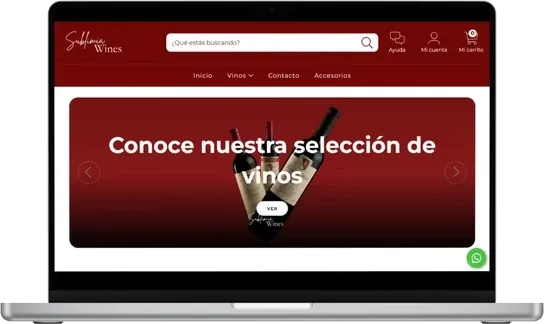 Tienda online de Sublimia Wines en computadora