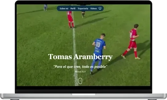 Landing page de Tomas Aramberry en computadora
