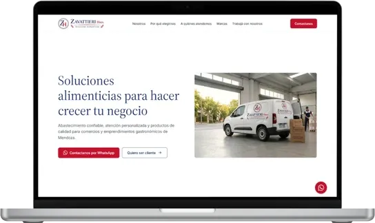 Sitio web de Zavattieri Hermanos en computadora
